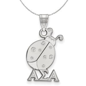 Sterling Silver Alpha Sigma Alpha Medium Pendant Necklace - 16 Inch